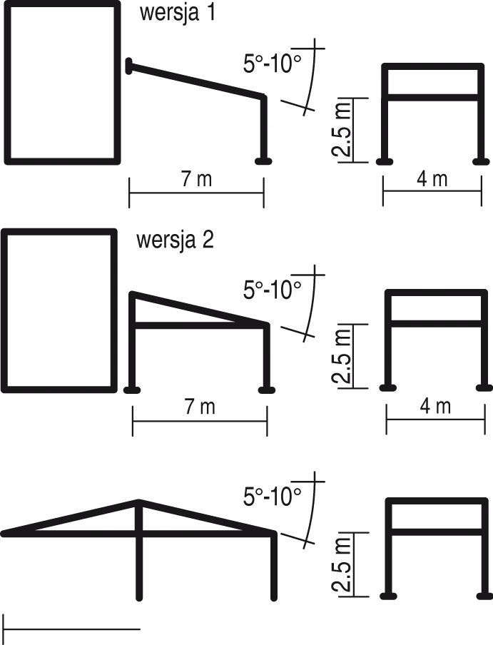 Solid pergolas shēma: gabarīti un stiprinājums (Aluprof rasējums)