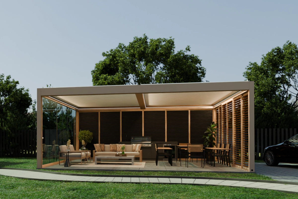 WIN CLIMATIC pergola ar WIN VERTO vertikālajām lamelēm